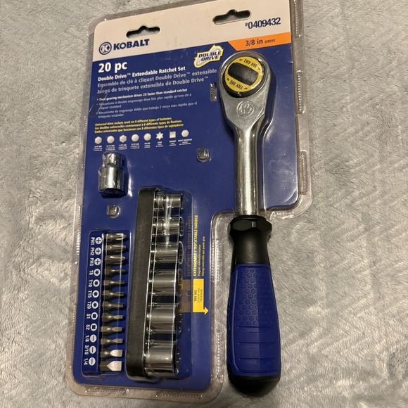 Kobalt Other - Kobalt 20 Pc Piece Double Drive Extendable Handle 3/8" Ratchet Socket 0409432
